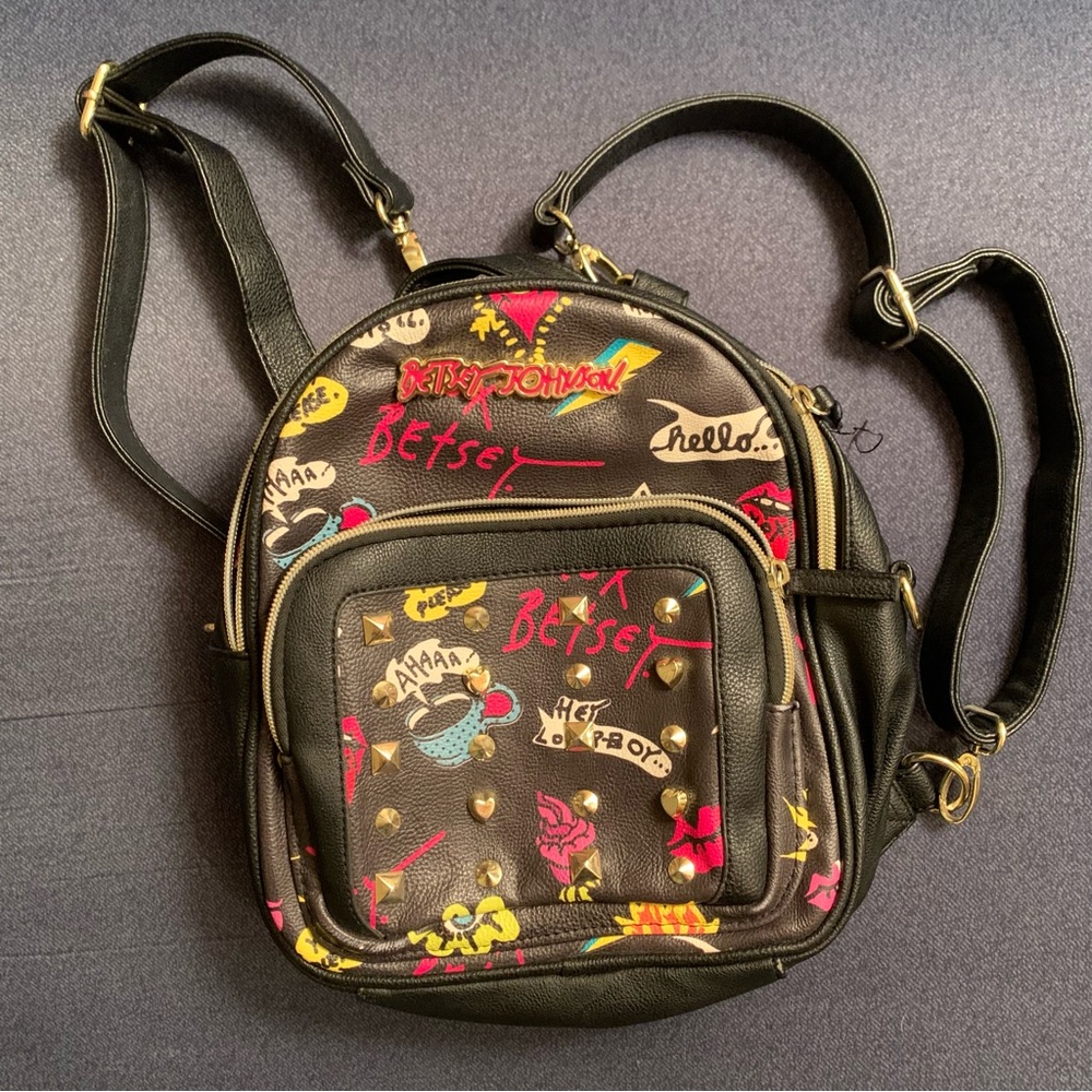 Betsey Johnson Girly Punk Mini Backpack with Studs
